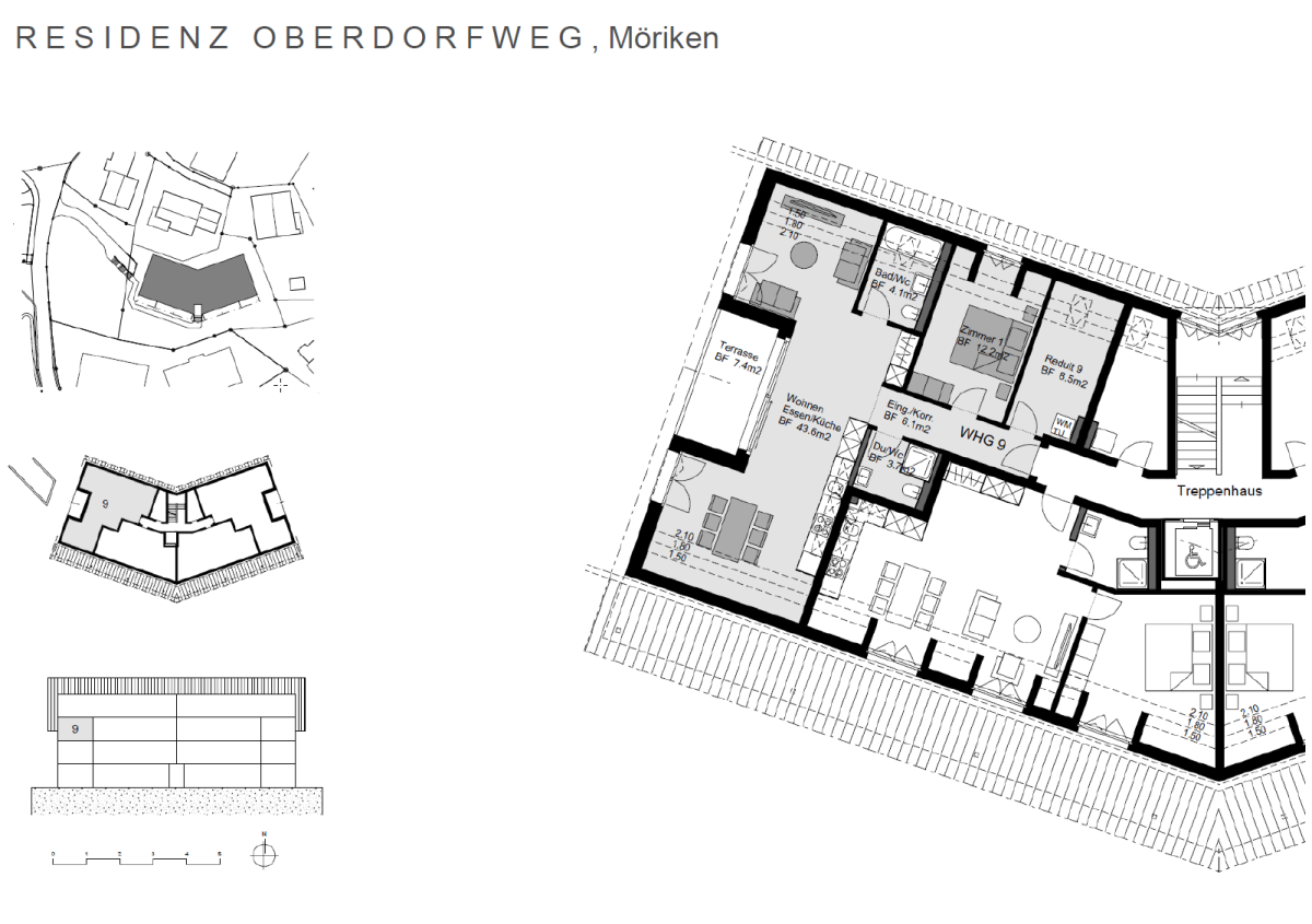 Plan 1. Dachgeschoss 2 ½-Zimmer-Wohnung 9